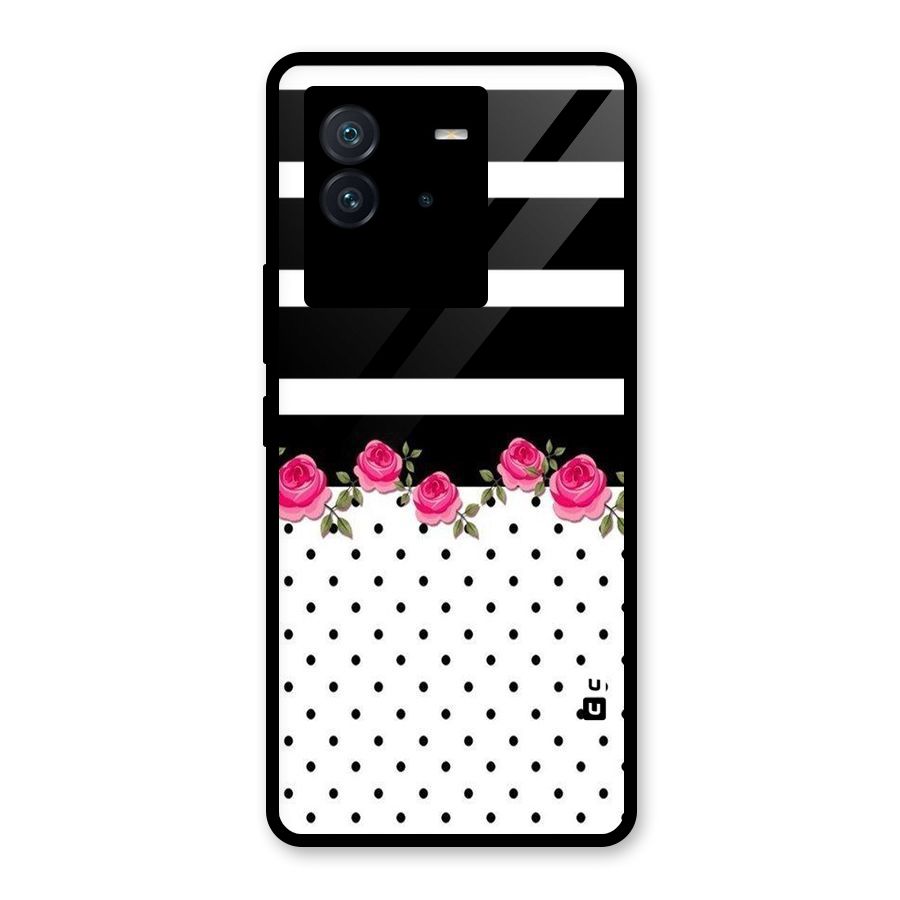 Dots Roses Stripes Glass Back Case for Vivo iQOO Neo 6 5G