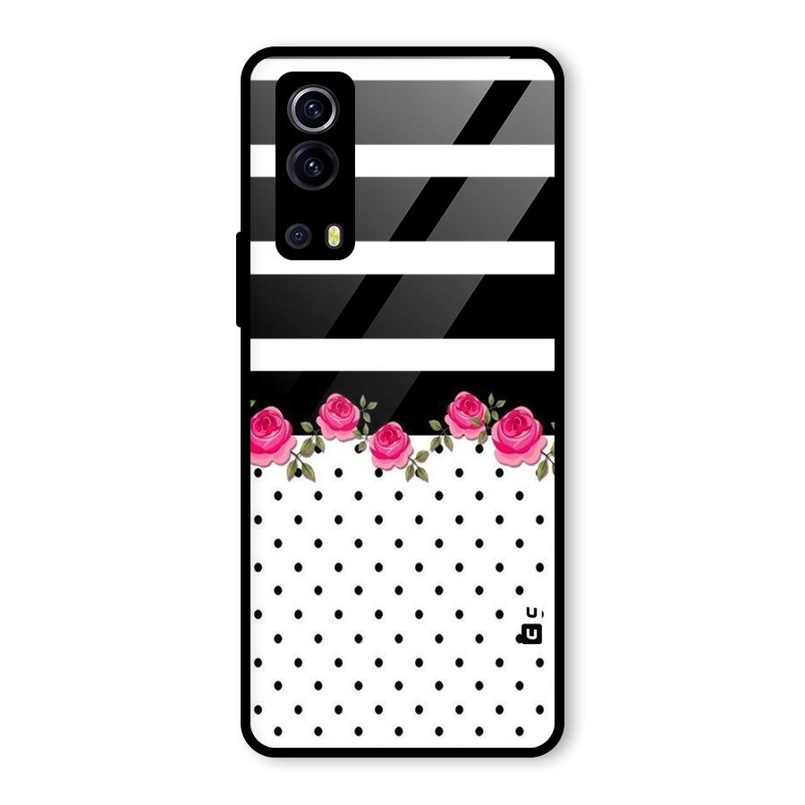 Dots Roses Stripes Glass Back Case for Vivo iQOO Z3