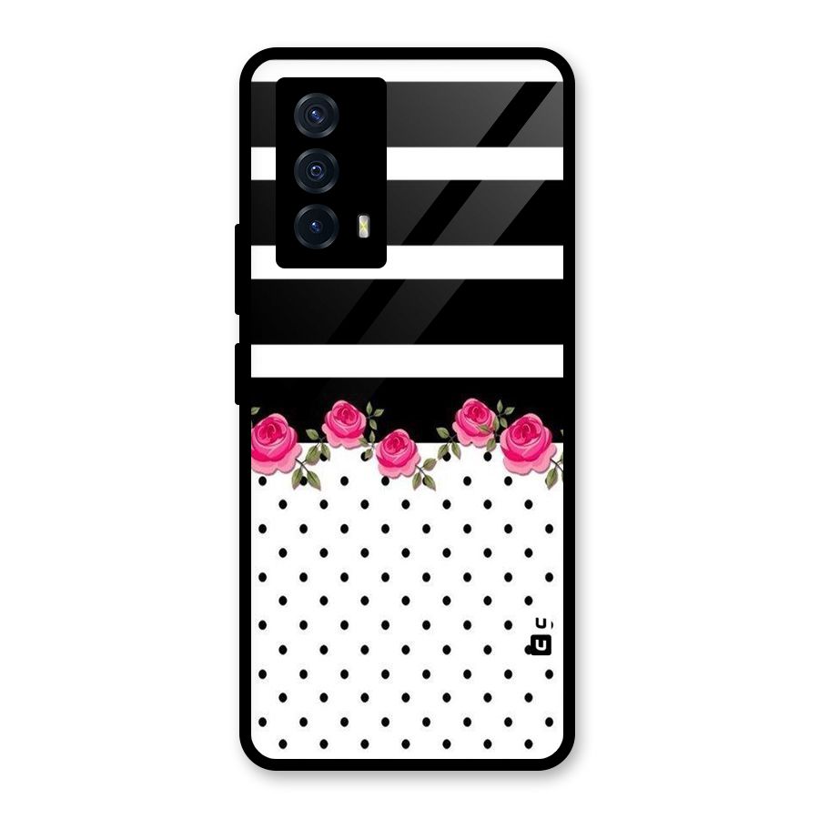 Dots Roses Stripes Glass Back Case for Vivo iQOO Z5