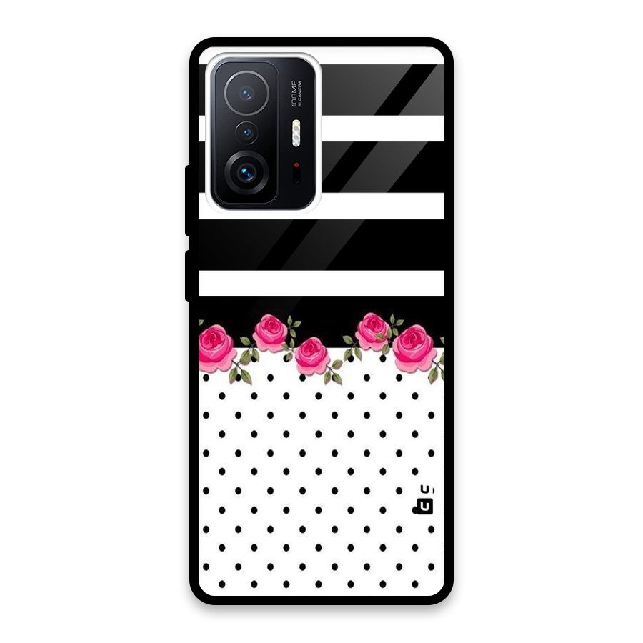 Dots Roses Stripes Glass Back Case for Xiaomi 11T Pro