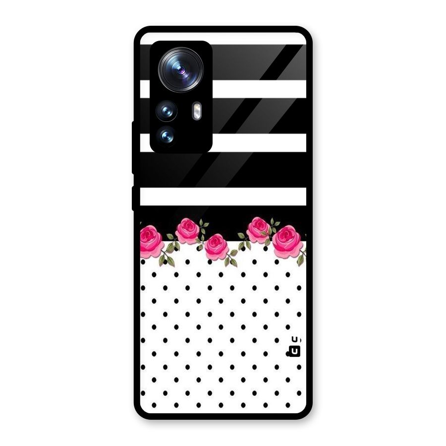 Dots Roses Stripes Glass Back Case for Xiaomi 12 Pro