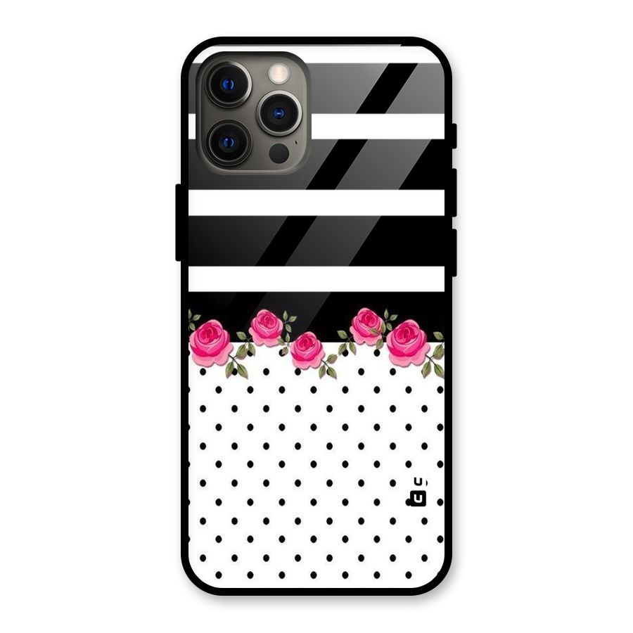 Dots Roses Stripes Glass Back Case for iPhone 12 Pro Max