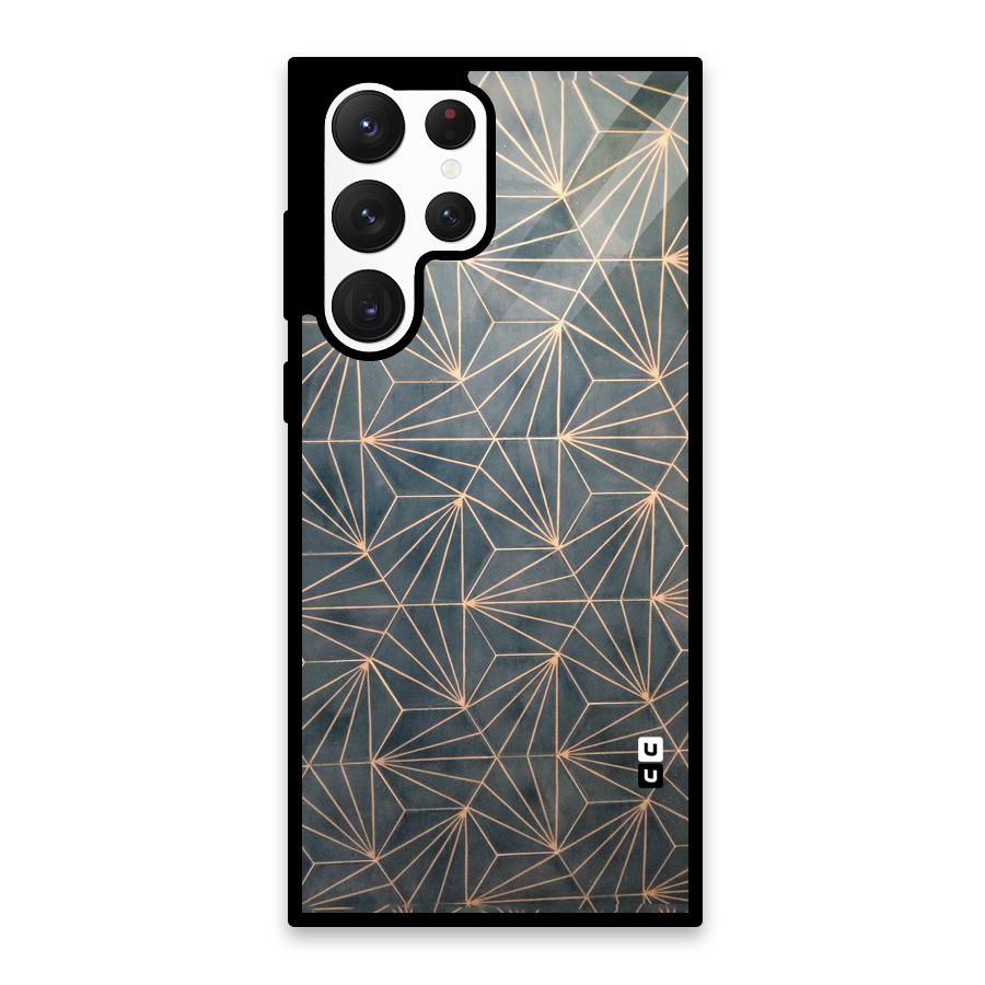 Dotted Lines Pattern Glass Back Case for Galaxy S22 Ultra 5G