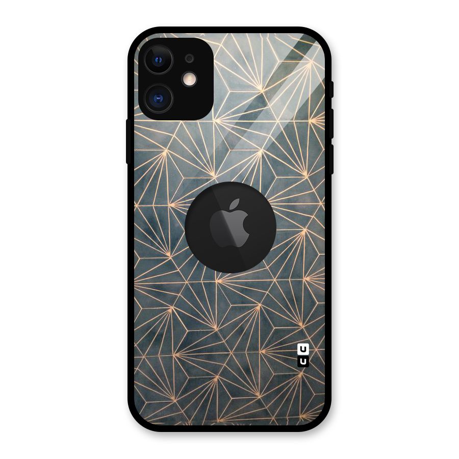 Dotted Lines Pattern Glass Back Case for iPhone 11 Logo Cut