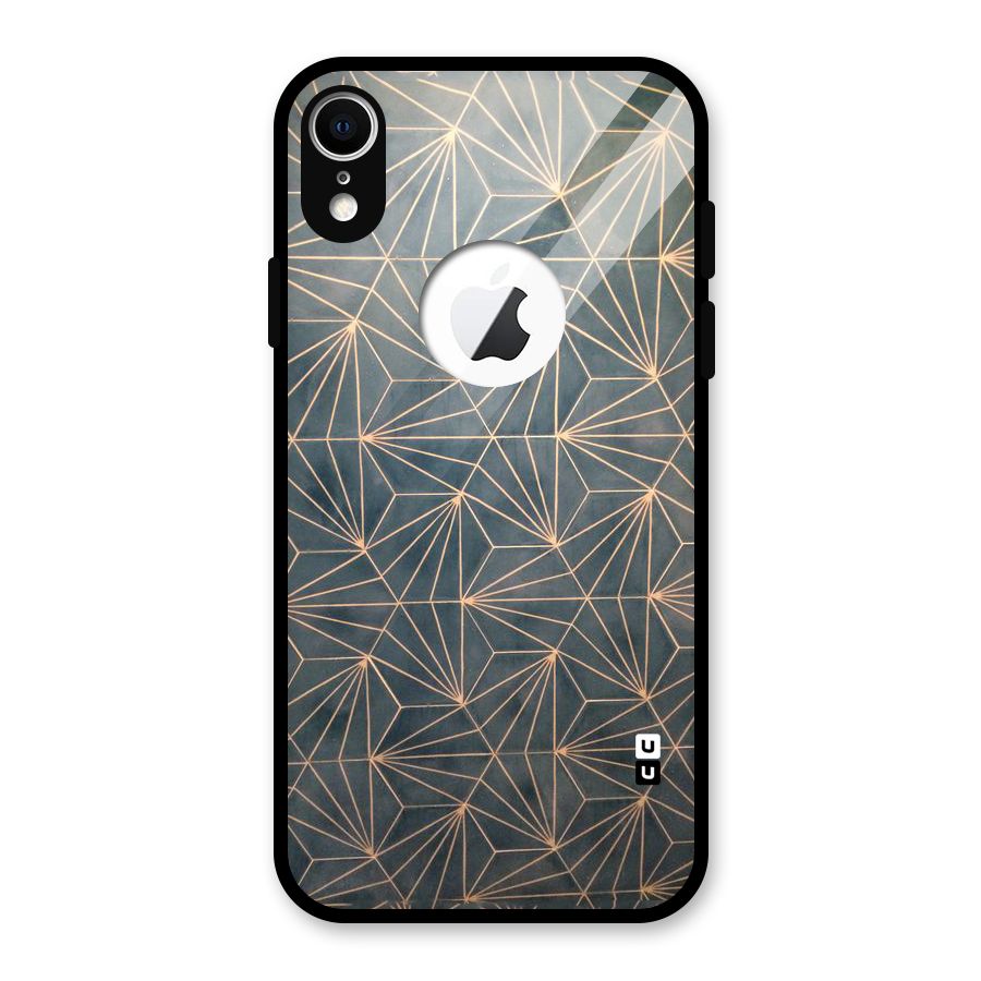 Dotted Lines Pattern Glass Back Case for iPhone XR Logo Cut