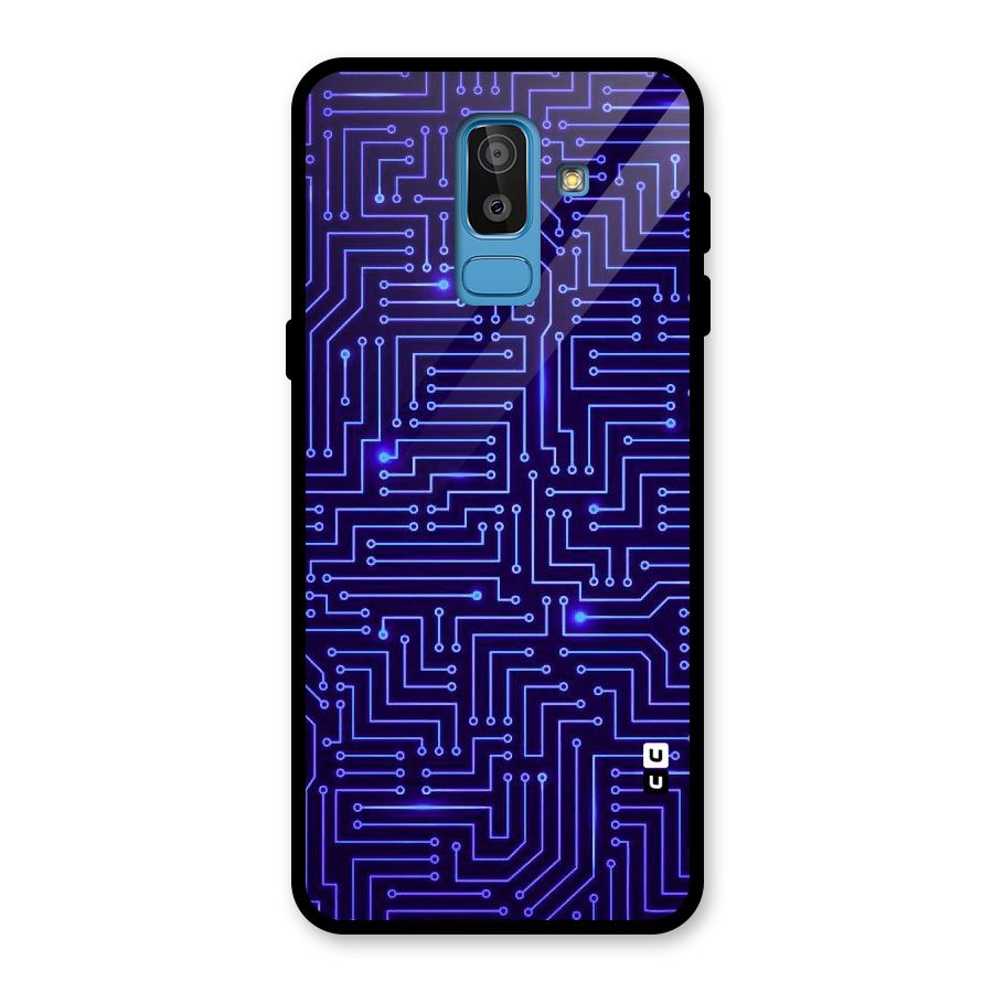Dotting Lines Glass Back Case for Galaxy J8