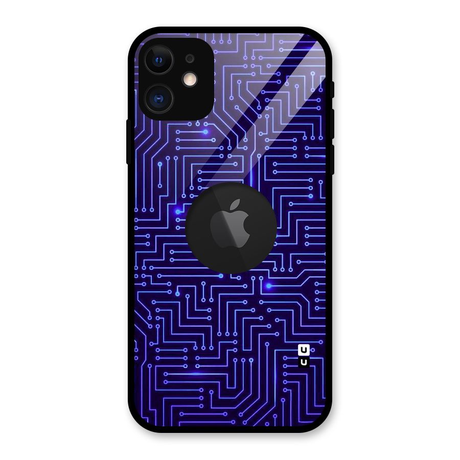 Dotting Lines Glass Back Case for iPhone 11 Logo Cut