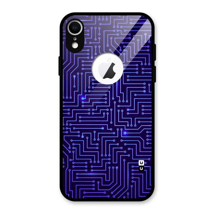 Dotting Lines Glass Back Case for iPhone XR Logo Cut