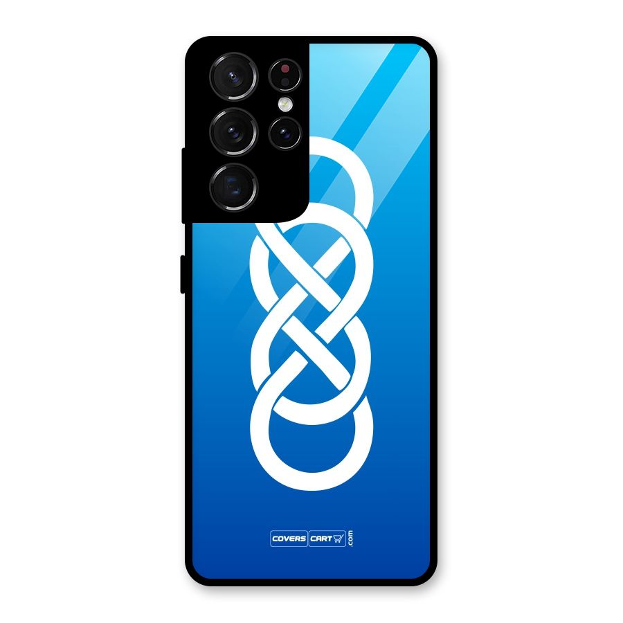 Double Infinity Blue Glass Back Case for Galaxy S21 Ultra 5G
