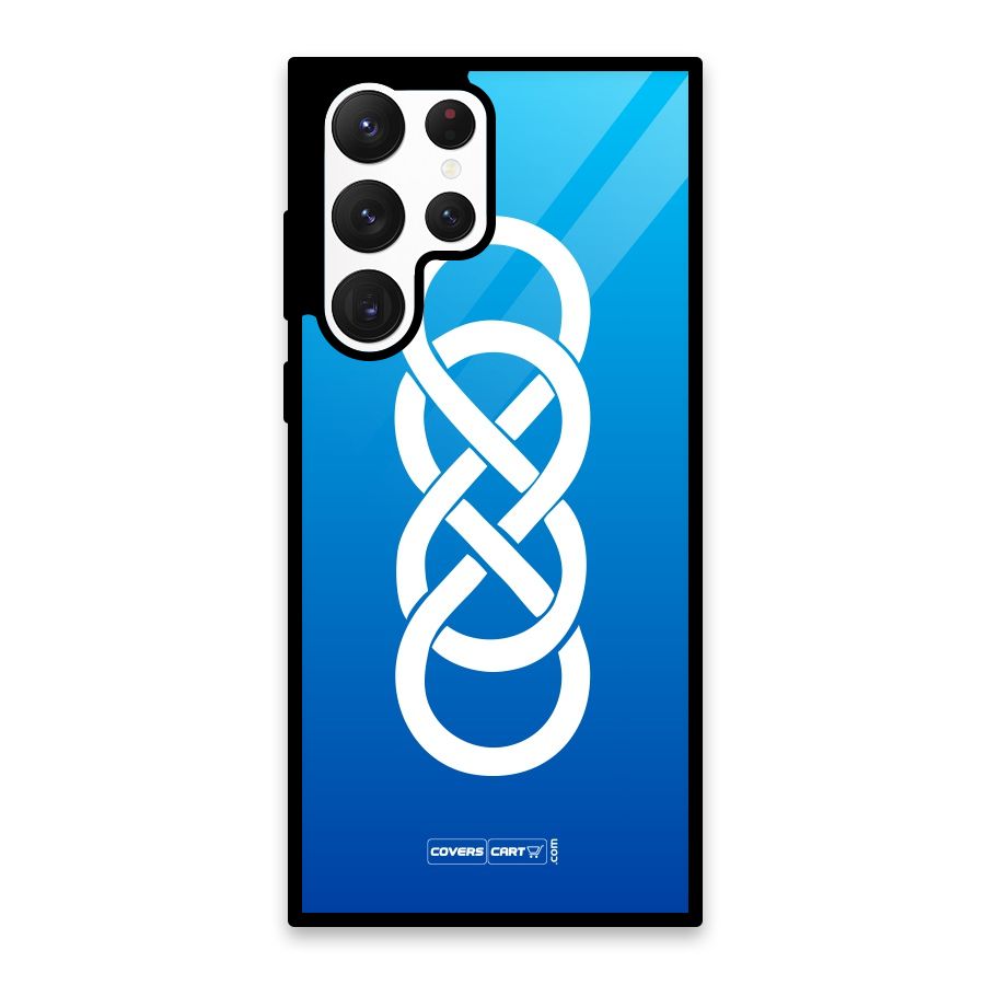 Double Infinity Blue Glass Back Case for Galaxy S22 Ultra 5G