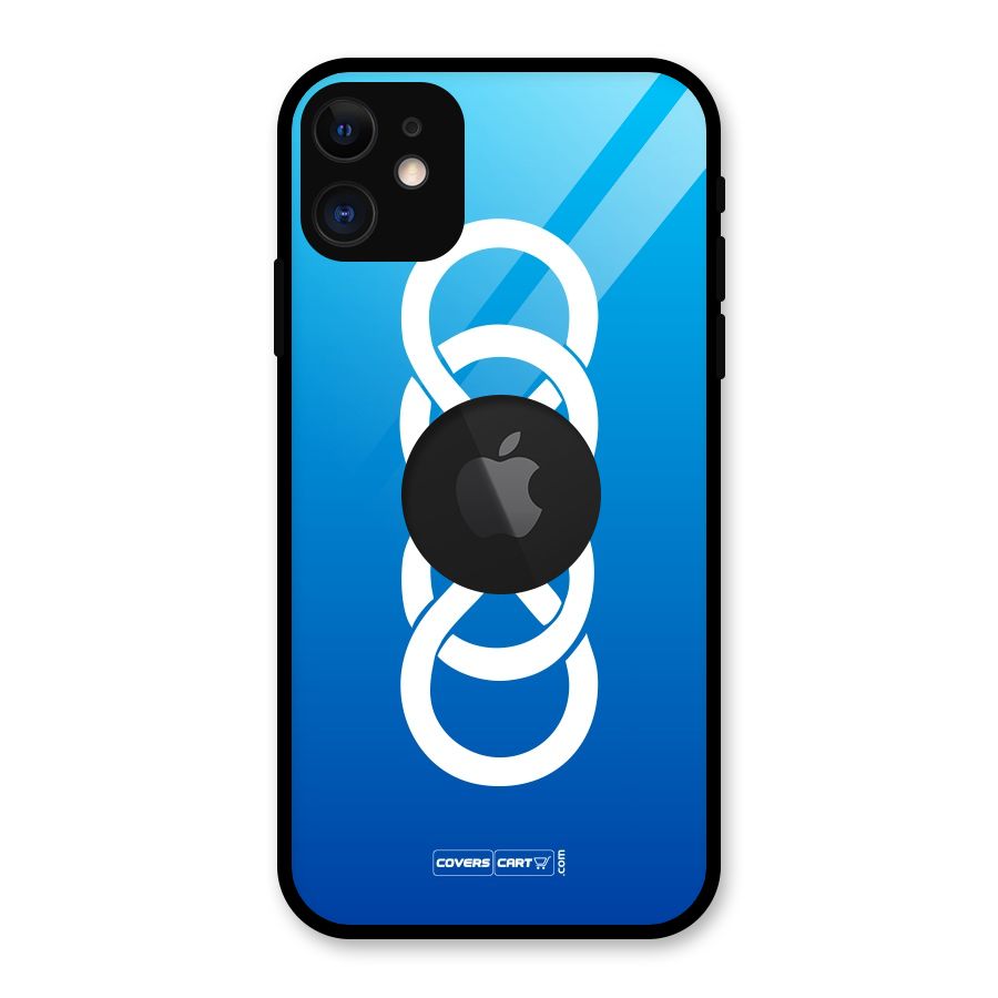 Double Infinity Blue Glass Back Case for iPhone 11 Logo Cut