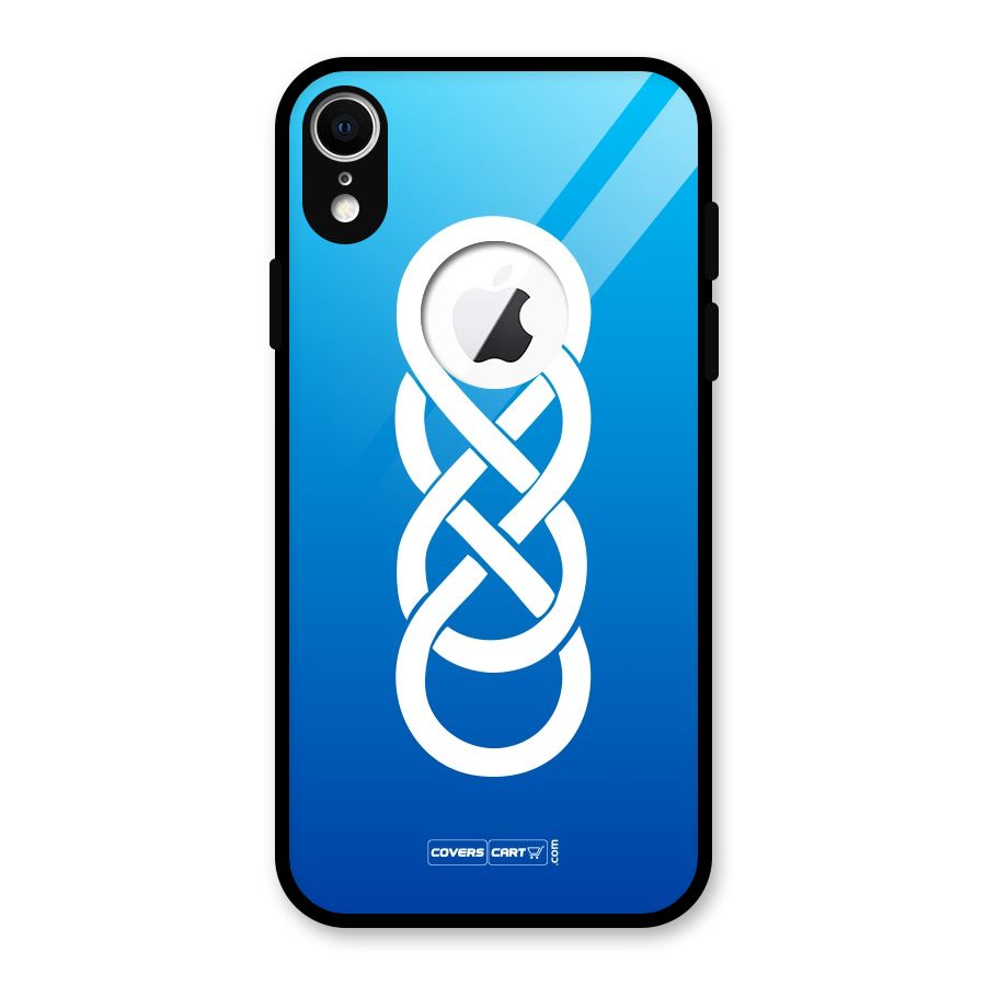 Double Infinity Blue Glass Back Case for iPhone XR Logo Cut