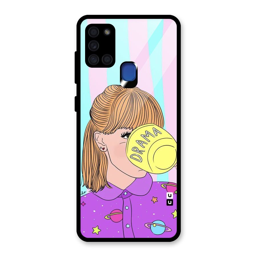 Drama Cup Glass Back Case for Galaxy A21s