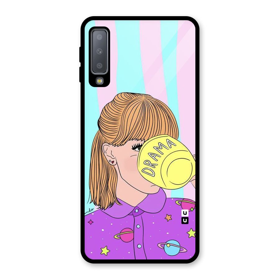 Drama Cup Glass Back Case for Galaxy A7 (2018)
