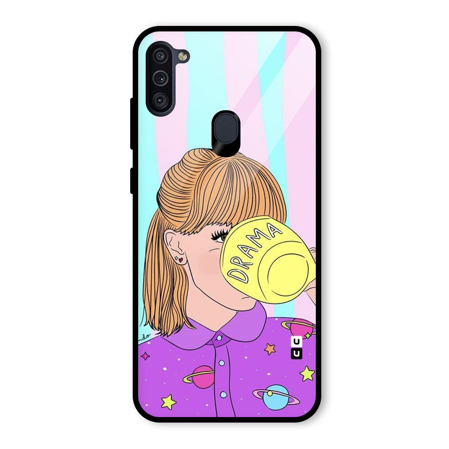 Drama Cup Glass Back Case for Galaxy M11