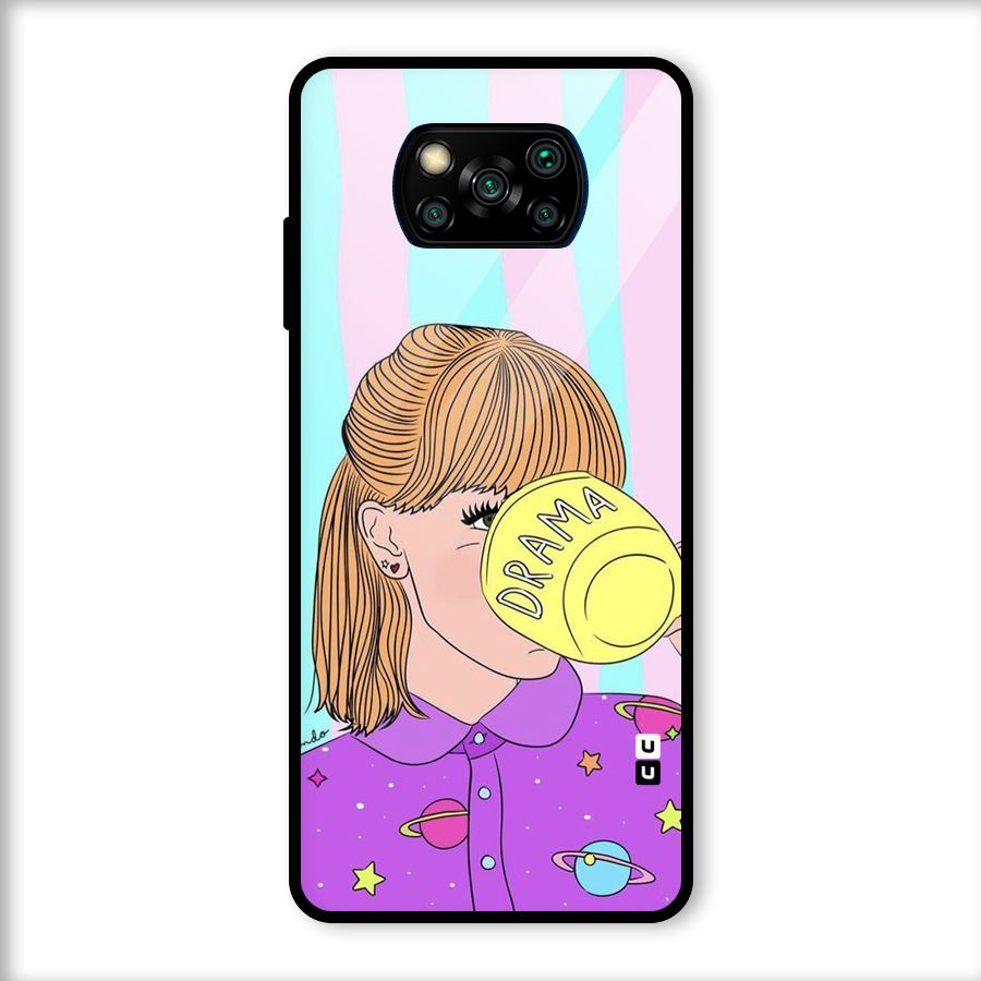 Drama Cup Glass Back Case for Poco X3