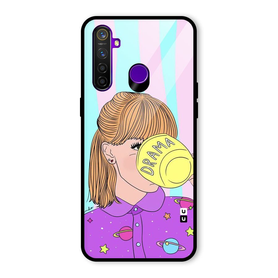 Drama Cup Glass Back Case for Realme 5 Pro
