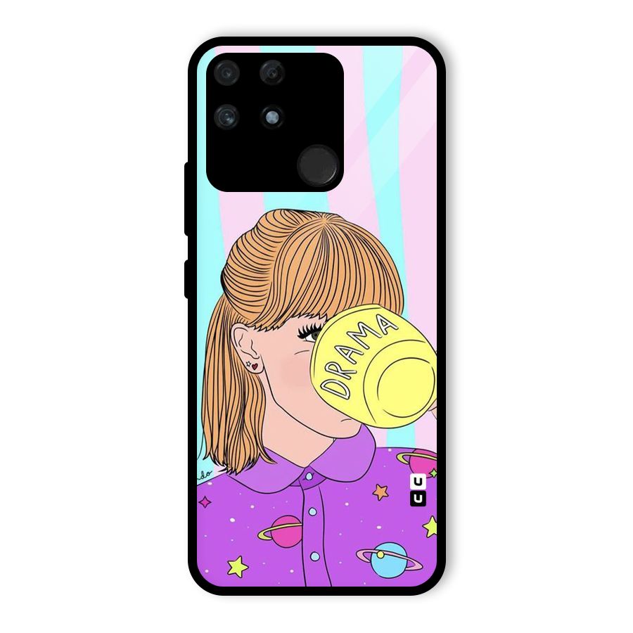 Drama Cup Glass Back Case for Realme Narzo 50A