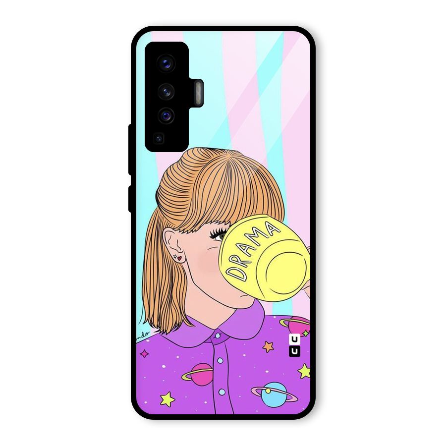 Drama Cup Glass Back Case for Vivo X50