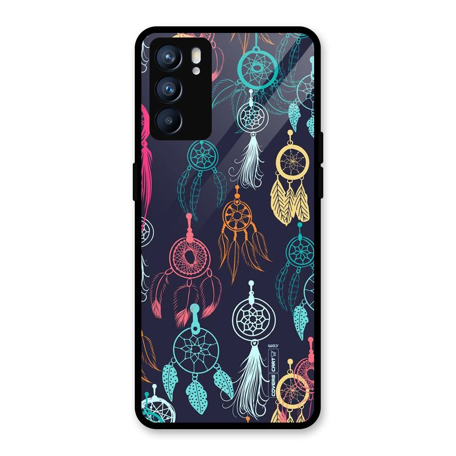 Dream Catcher Pattern Glass Back Case for Oppo Reno6 5G