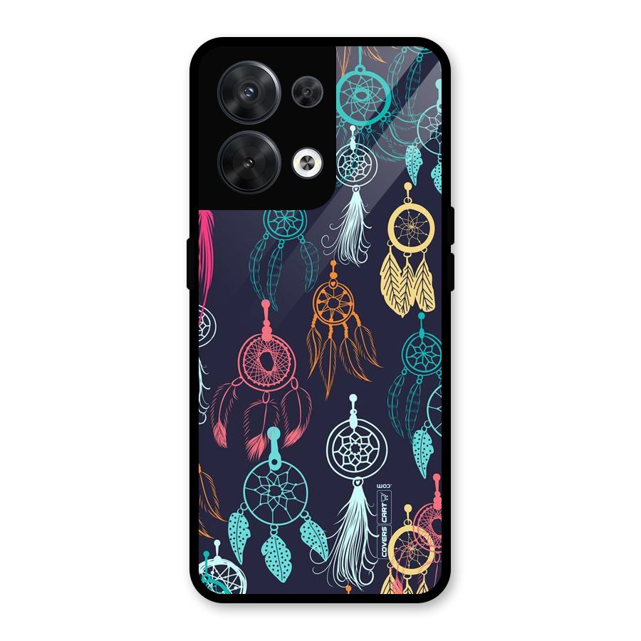 Dream Catcher Pattern Glass Back Case for Oppo Reno8 5G