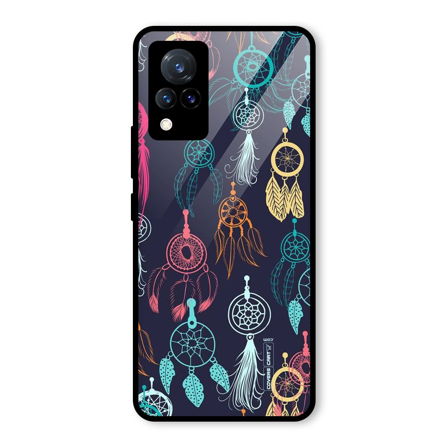 Dream Catcher Pattern Glass Back Case for Vivo V21 5G