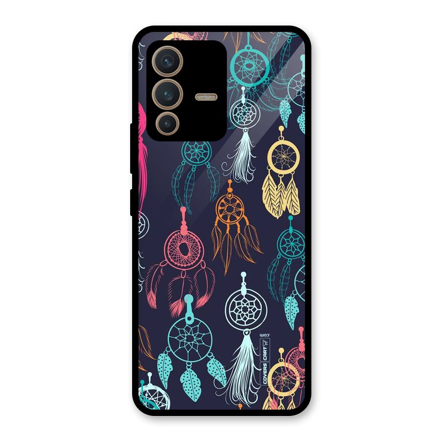 Dream Catcher Pattern Glass Back Case for Vivo V23 5G