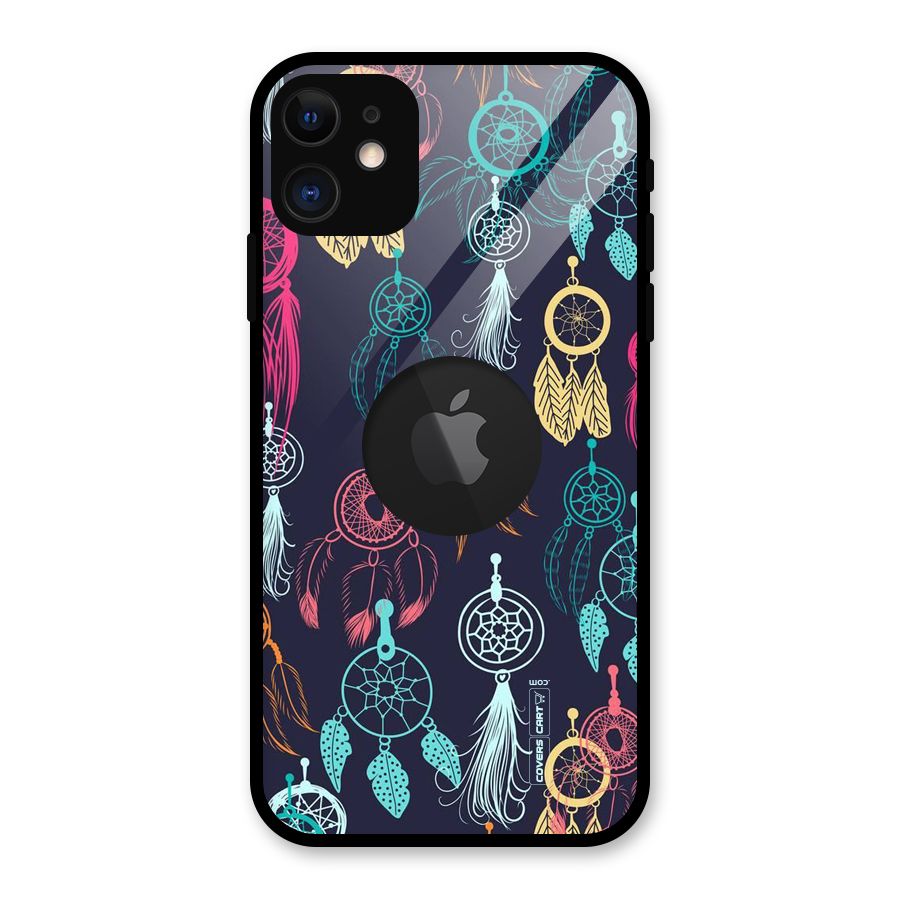 Dream Catcher Pattern Glass Back Case for iPhone 11 Logo Cut