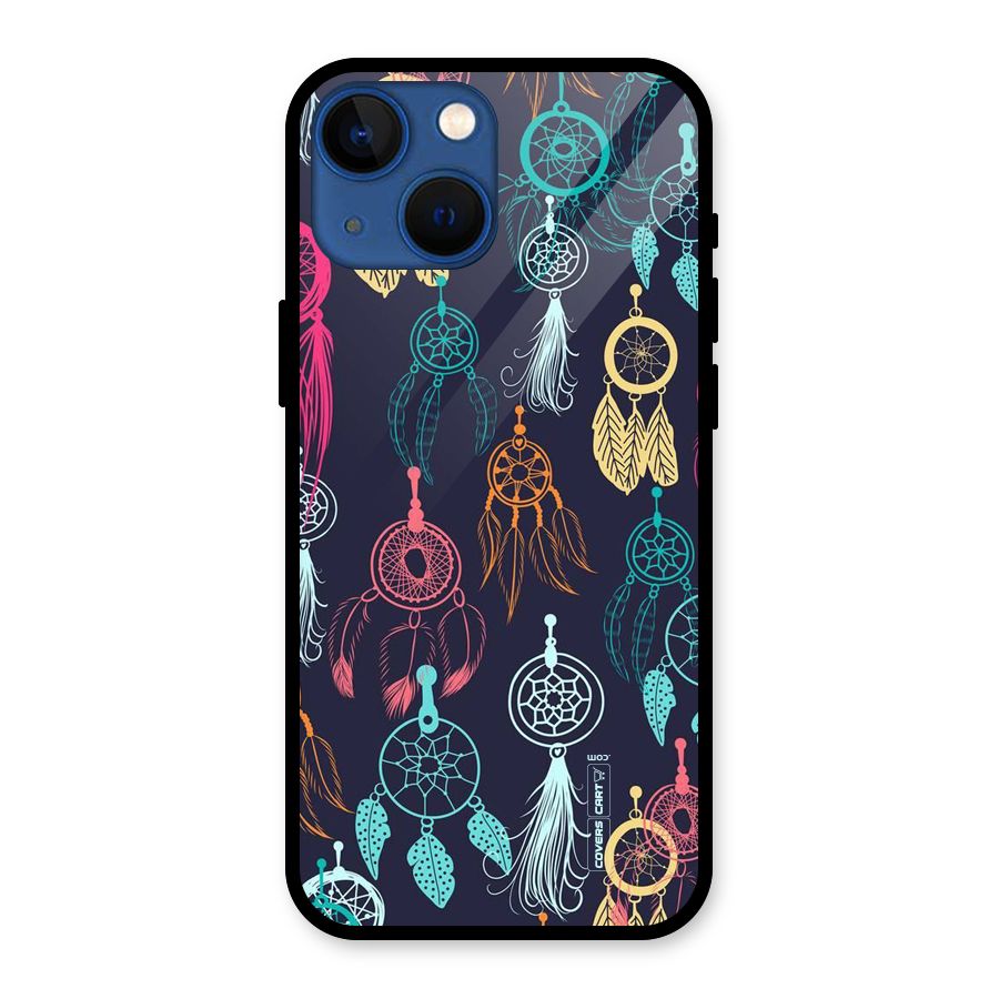 Dream Catcher Pattern Glass Back Case for iPhone 13 Mini