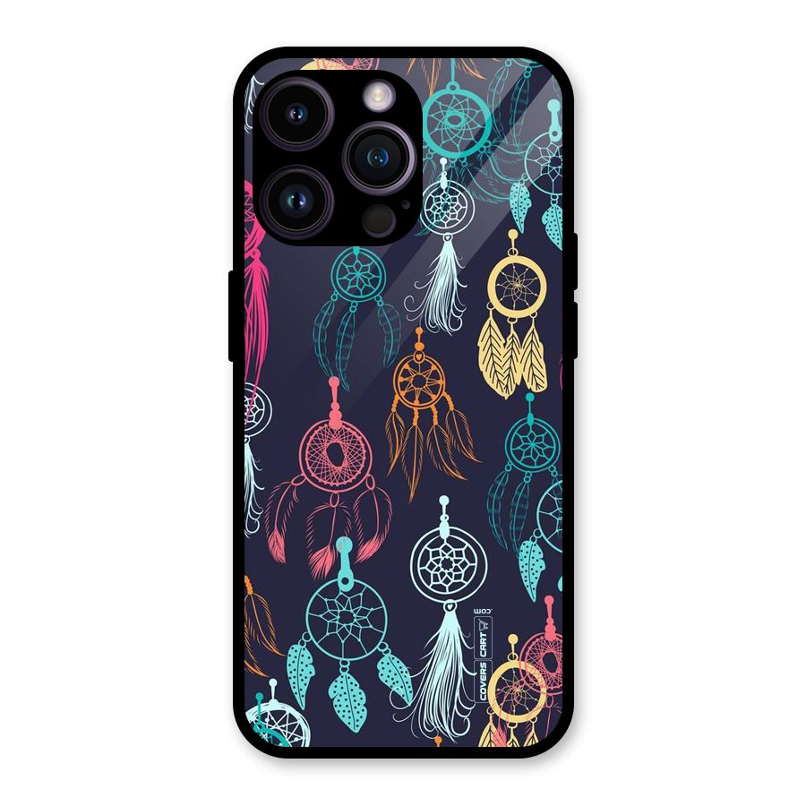 Dream Catcher Pattern Glass Back Case for iPhone 14 Pro Max
