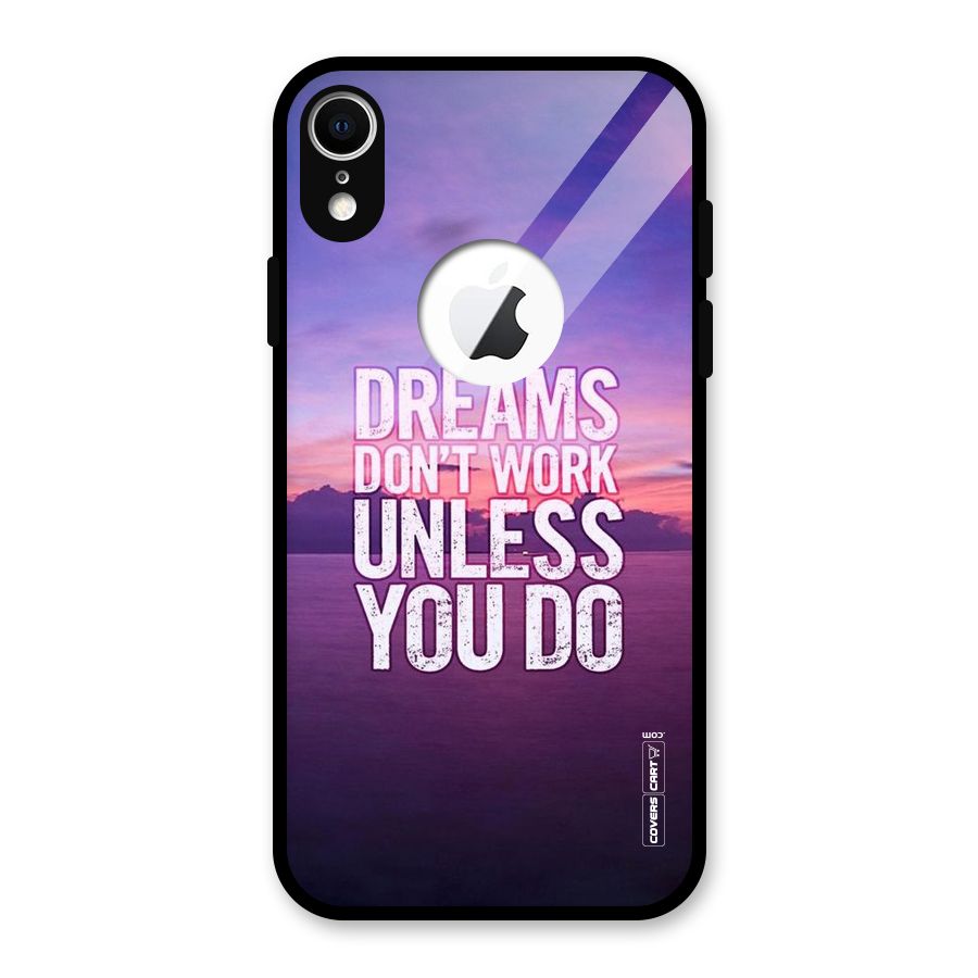 Dreams Work Glass Back Case for iPhone XR Logo Cut