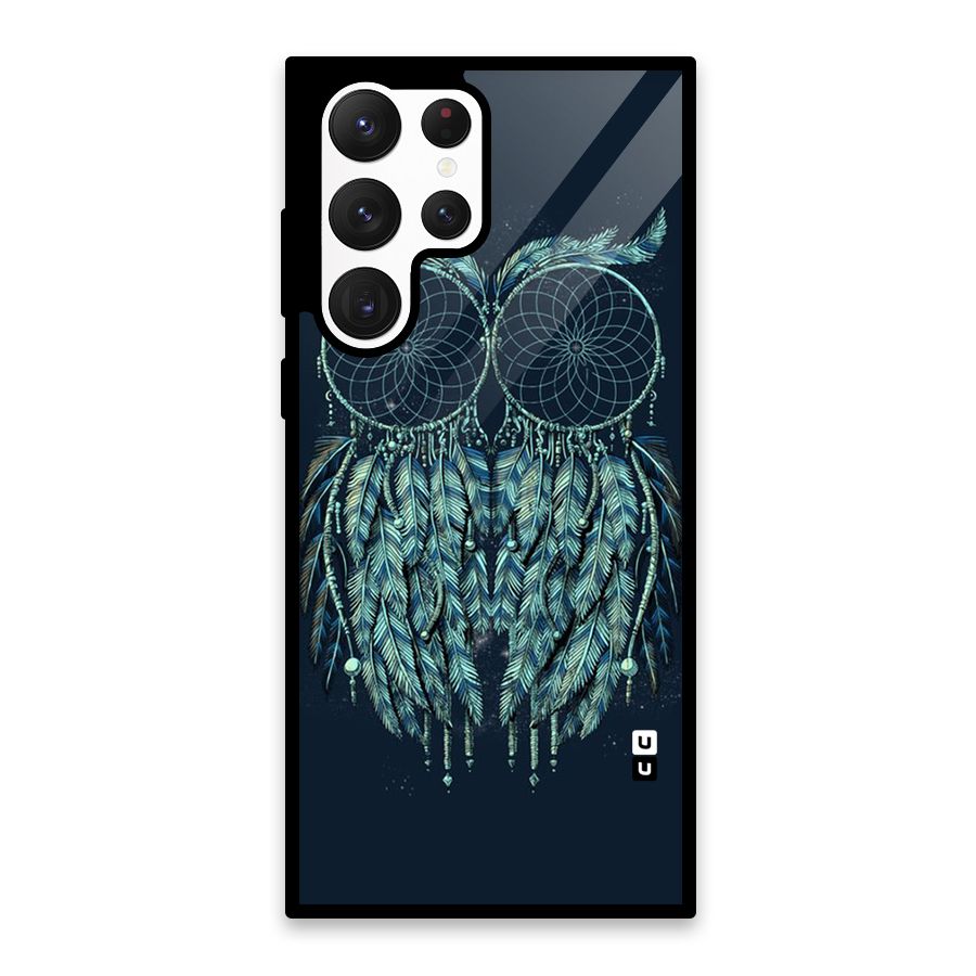 Dreamy Owl Catcher Glass Back Case for Galaxy S22 Ultra 5G