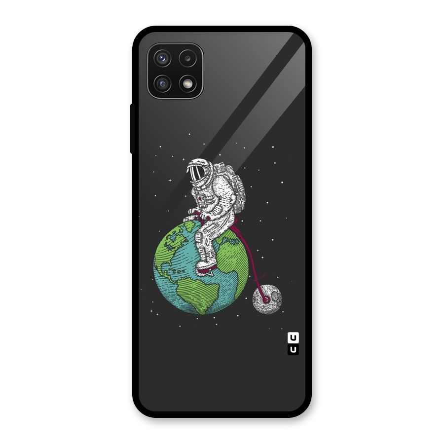 Earth Space Doodle Glass Back Case for Galaxy A22 5G