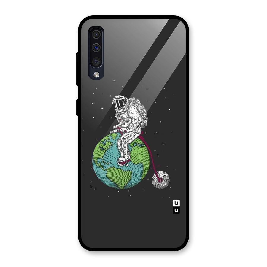 Earth Space Doodle Glass Back Case for Galaxy A50