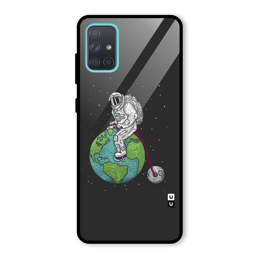 Earth Space Doodle Glass Back Case for Galaxy A71