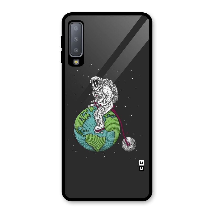 Earth Space Doodle Glass Back Case for Galaxy A7 (2018)
