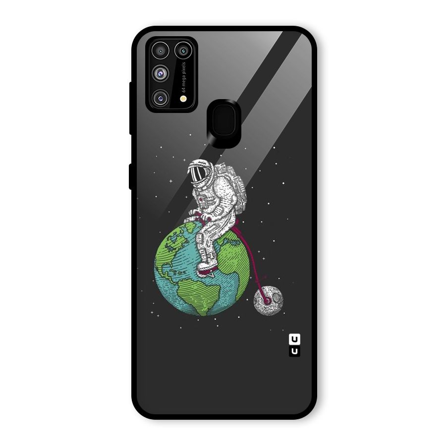 Earth Space Doodle Glass Back Case for Galaxy F41