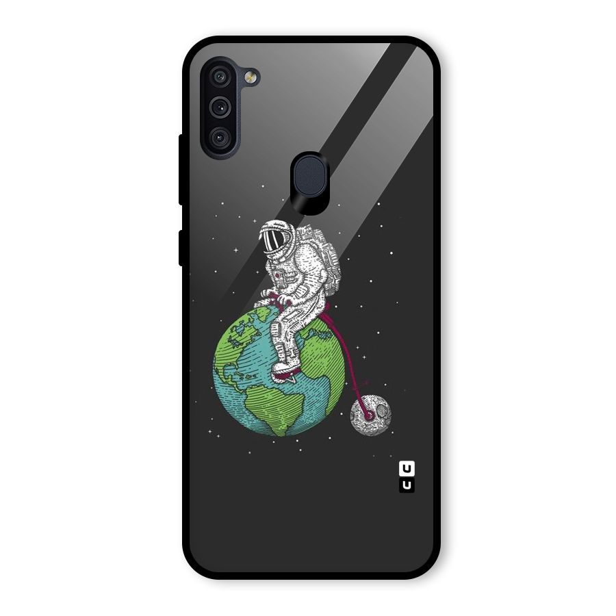 Earth Space Doodle Glass Back Case for Galaxy M11
