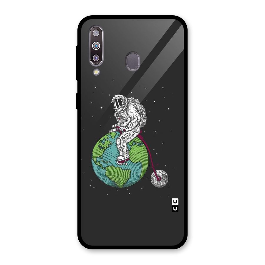 Earth Space Doodle Glass Back Case for Galaxy M30