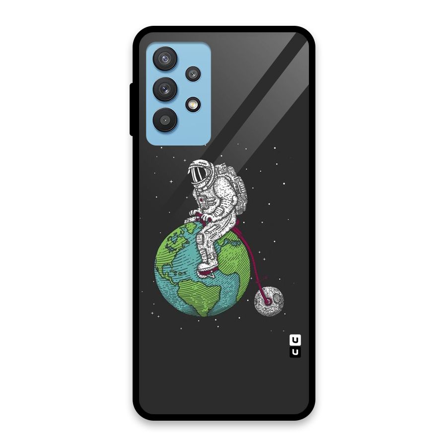 Earth Space Doodle Glass Back Case for Galaxy M32 5G