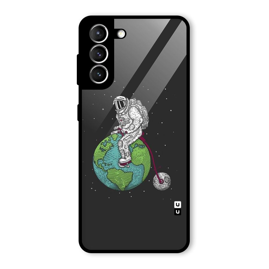 Earth Space Doodle Glass Back Case for Galaxy S21 5G