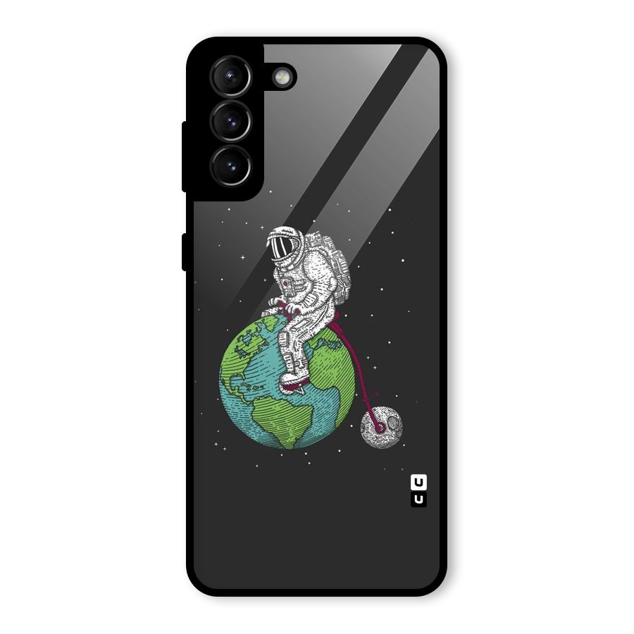 Earth Space Doodle Glass Back Case for Galaxy S21 Plus