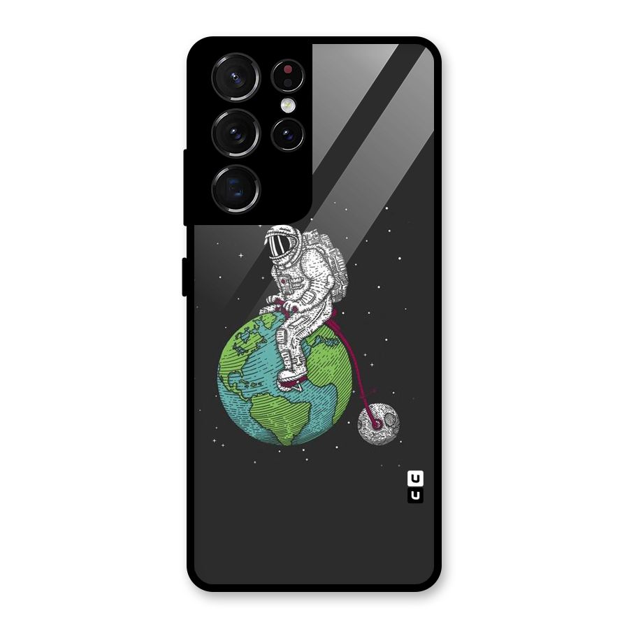 Earth Space Doodle Glass Back Case for Galaxy S21 Ultra 5G