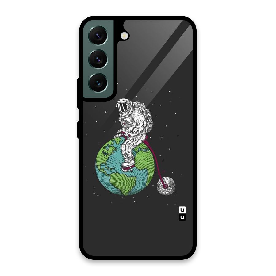 Earth Space Doodle Glass Back Case for Galaxy S22 5G