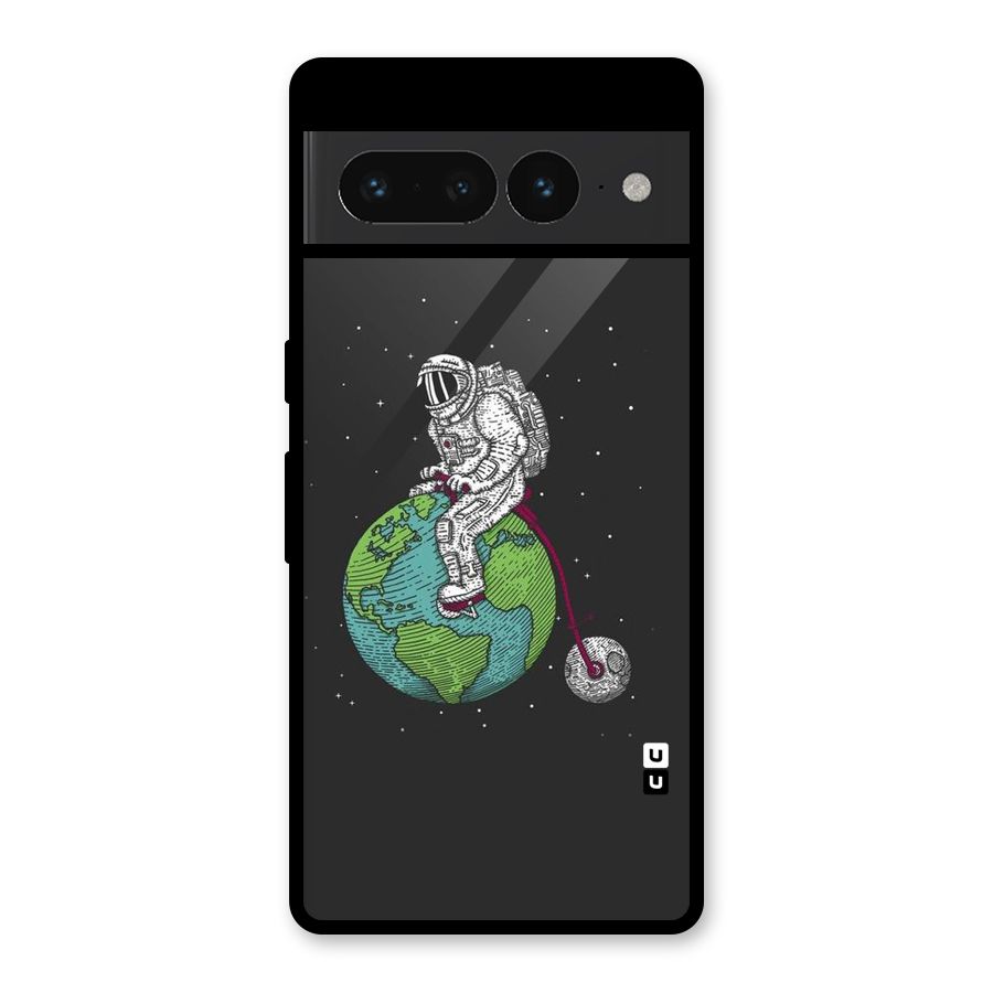Earth Space Doodle Glass Back Case for Google Pixel 7 Pro