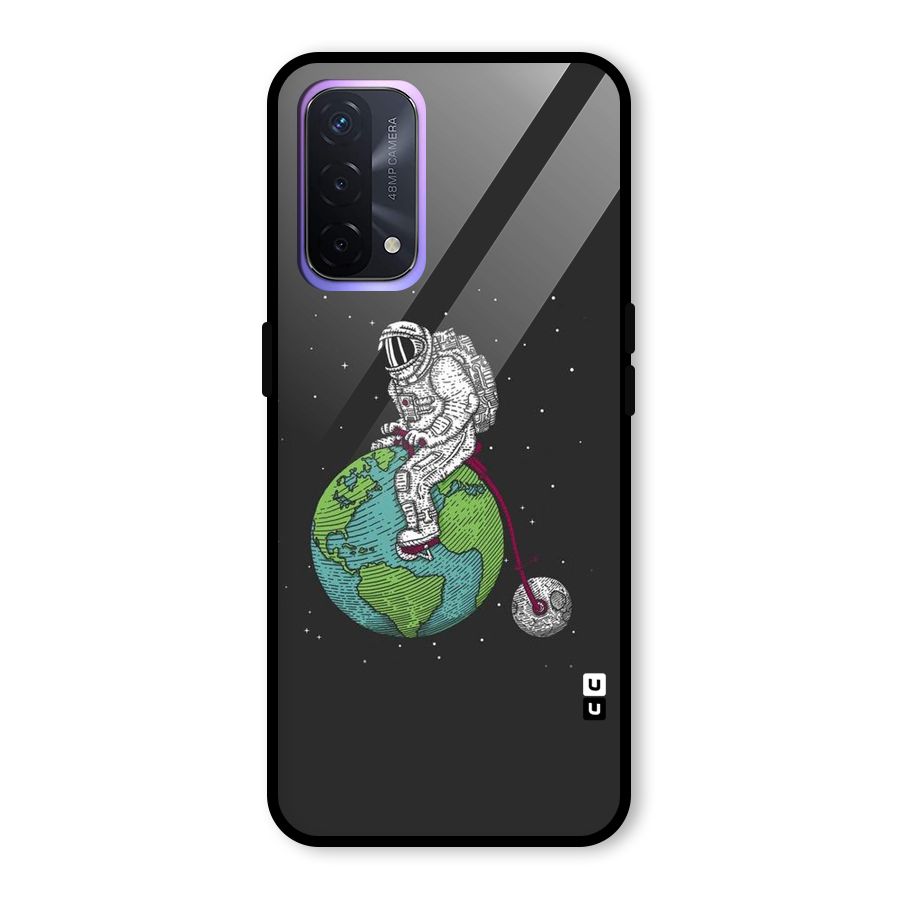 Earth Space Doodle Glass Back Case for Oppo A74 5G