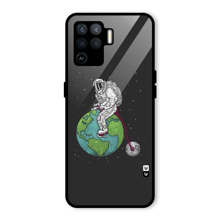 Earth Space Doodle Glass Back Case for Oppo F19 Pro