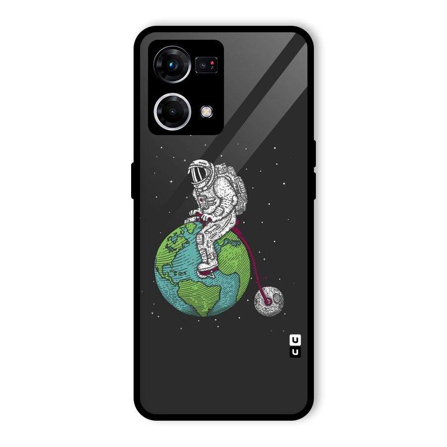 Earth Space Doodle Glass Back Case for Oppo F21 Pro 4G