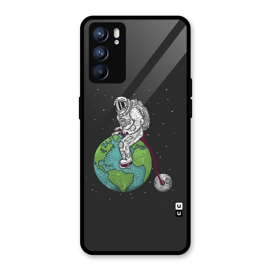 Earth Space Doodle Glass Back Case for Oppo Reno6 5G