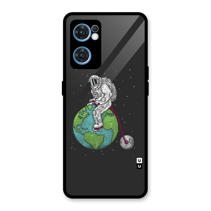 Earth Space Doodle Glass Back Case for Oppo Reno7 5G